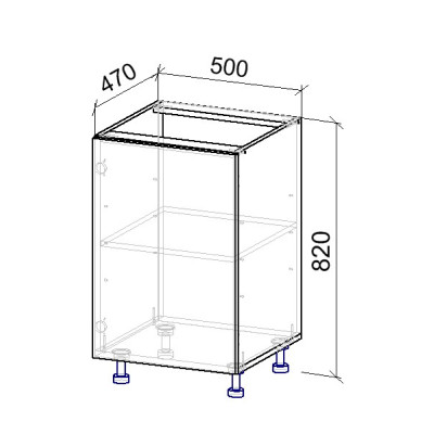 1.2К Тумба нижняя на 1дв 470х500х820 мм MebTech - 11