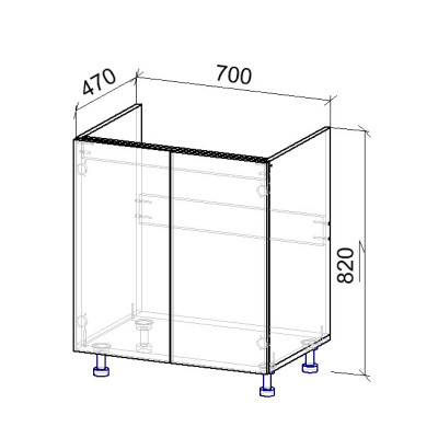 3.1К Тумба нижняя под мойку 470х700х820 мм MebTech - 11