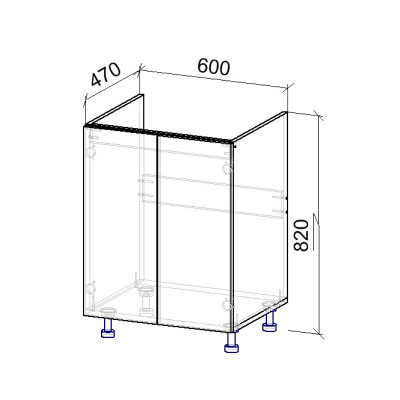 3К Тумба нижняя под мойку 470х600х820 мм MebTech - 11
