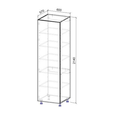 18К Пенал с полками 1дв 570х600х2140 мм MebTech - 11