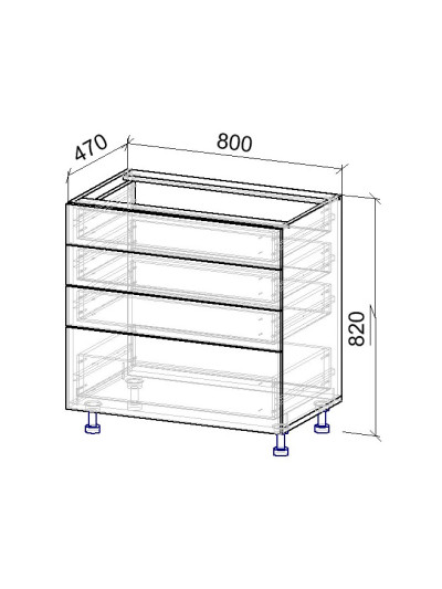 9.4К Тумба нижня 4 шухляди 470х800х820 мм  - 8 2