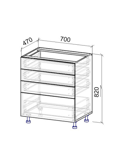 9.3К Тумба нижня 4 шухляди 470х700х820 мм  - 8 2