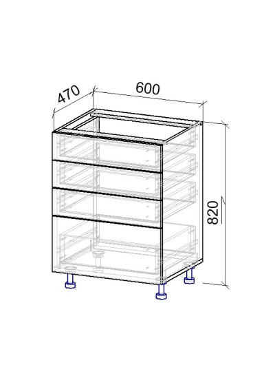 9.2К Тумба нижня 4 шухляди 470х600х820 мм  - 8 2
