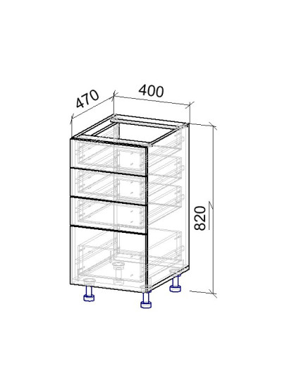 9К Тумба нижняя 4 ящика 470х400х820 мм  - 8 2