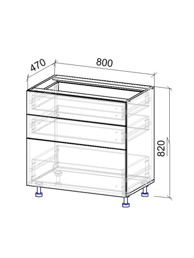 6.4К Тумба нижня 3 шухляди 470х800х820 мм  - 8 2