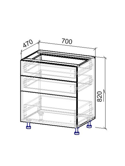 6.3К Тумба нижня 3 шухляди 470х700х820 мм  - 8 2