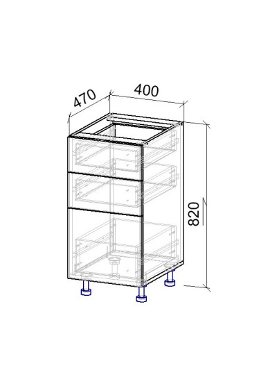 6К Тумба нижня 3 шухляди 470х400х820 мм  - 8 2