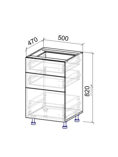 6.1К Тумба нижня 3 шухляди 470х500х820 мм  - 8 2