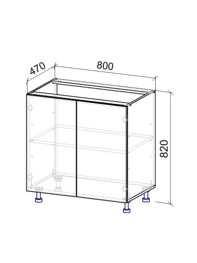 2.2К Тумба нижняя на 2дв 470х800х820 мм MebTech - 8 2