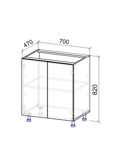 2.1К Тумба нижняя на 2дв 470х700х820 мм  - 8 2