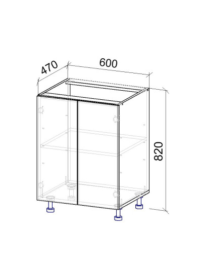 2К Тумба нижняя на 2дв 470х600х820 мм  - 8 2