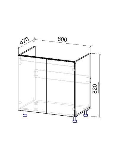 3.2К Тумба нижня під мийку 470х800х820 мм  - 8 2