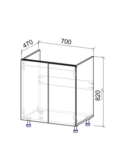 3.1К Тумба нижня під мийку 470х700х820 мм  - 8 2