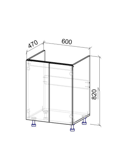 3К Тумба нижняя под мойку 470х600х820 мм  - 8 2
