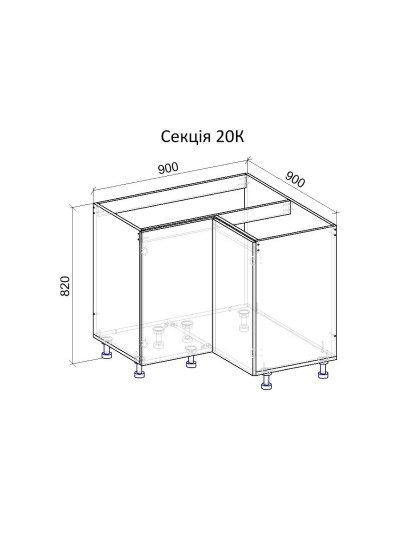 20К Тумба нижняя угловая 900х900х820 мм  - 8 2