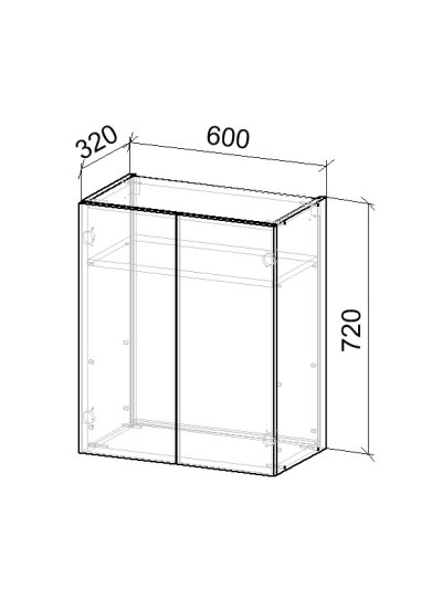 19К Шкаф верхний под сушку 600х320х720 мм  - 8 2