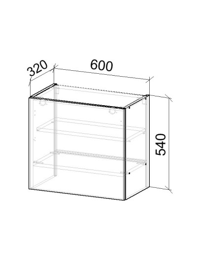 15.2К Шкаф верхний под вытяжку 600х320х540 мм на газлифтах  - 8 2