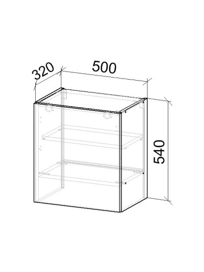 15.3К Шкаф верхний под вытяжку 500х320х540 мм на газлифтах  - 8 2