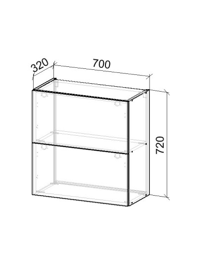 14.2К Шкаф верхний на газлифтах 700х320х720 мм  - 8 2