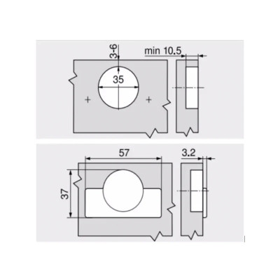 Петля Modul вкладная для ДСП угол открывания 100° 91M2750  - 3