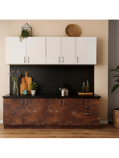 Кухня Камель 2,6 метра Іржавий камінь + Камель беж (ЛДСП фасади) MebTech - 1