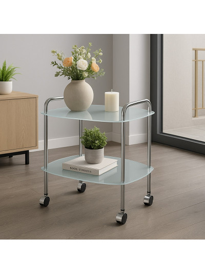 Журнальний столик на колесиках скло 400х560х540 мм MebTech - 1