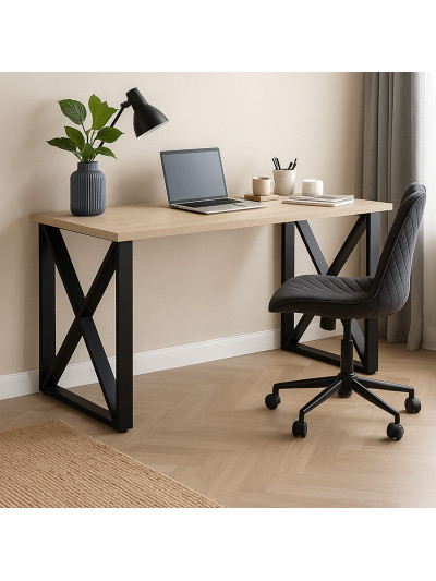 Стол в стиле лофт 1375х700х36 мм Дуб Приморский Белый MebTech - 1