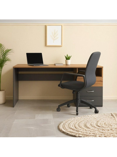 Письмовий стіл прямий 1400х750х650 Графіт на три шухляди MebTech - 1