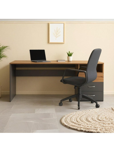Письмовий стіл прямий 1600х750х650 Графіт на три шухляди MebTech - 1