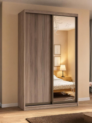 Шкаф-купе 2-дверная зеркало Бабочки 1400х620х2300 MebTech - 5