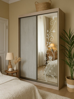 Шкаф-купе 2-дверная Бетон с зеркалом 1600х620х2300 MebTech - 5