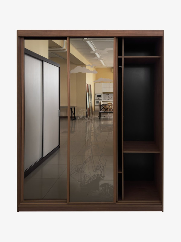 Шкаф-купе 3-дверная зеркало Корабль 1800х620х2300 MebTech - 1