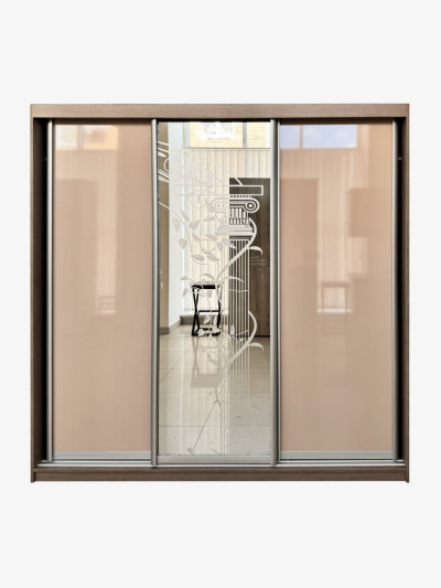 Шафа-купе 3-дверна Персик глянець з дзеркалом 2100х620х2300 MebTech - 6 2