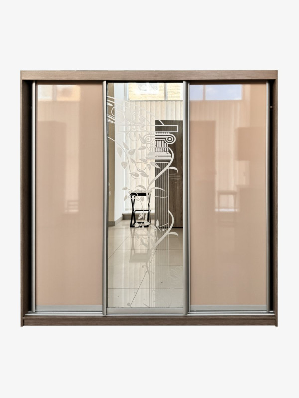 Шкаф-купе 3-дверный Персик глянец с зеркалом 2100х620х2300 MebTech - 1