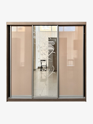 Шкаф-купе 3-дверный Персик глянец с зеркалом 2100х620х2300 MebTech - 1