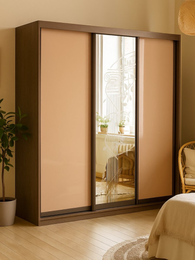 Шафа-купе 3-дверна Персик глянець з дзеркалом 2100х620х2300 MebTech - 6