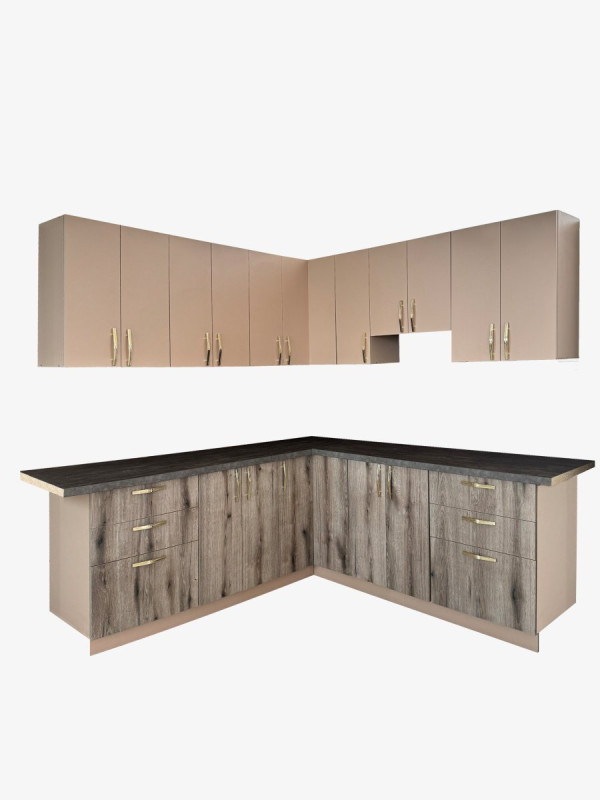 Кухня угловая Винтаж 2,1х2,1 метра Светлая MebTech - 1