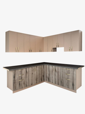 Кухня угловая Винтаж 2,1х2,1 метра Светлая MebTech - 1