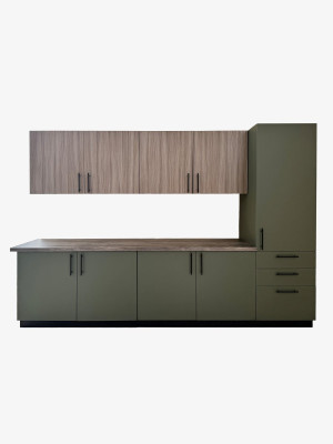 Кухня Форест 3 метра Зеленый дымчатый + Серое дерево MebTech - 1