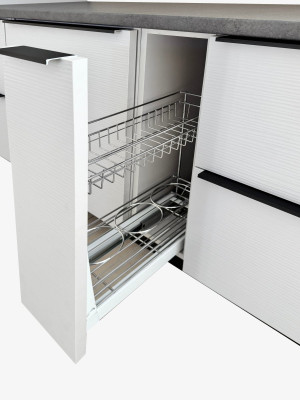 Кухня Кристиан 2,9 м Серый Перламутр (фасады ЛДСП + пластик) MebTech - 7