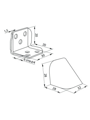 Кутник металевий з накладкою Ваніль 28х32 мм  - 2