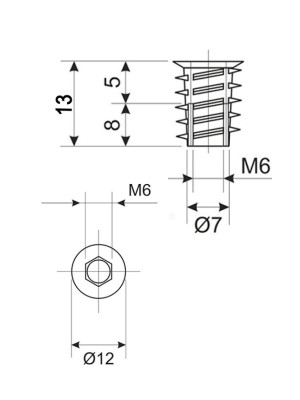 Муфта М6 для мебельной ножки регулированная  - 2