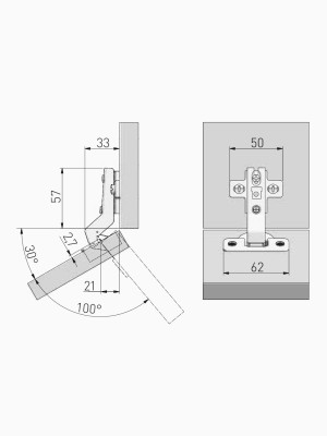 Петля накладная 120° GTV ZP-KT30H2-BE  - 3