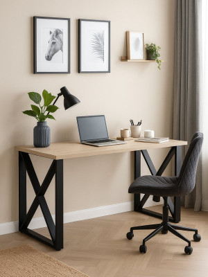 Стіл в стилі лофт 1375х765х700 мм Дуб Приморський Білий MebTech - 2