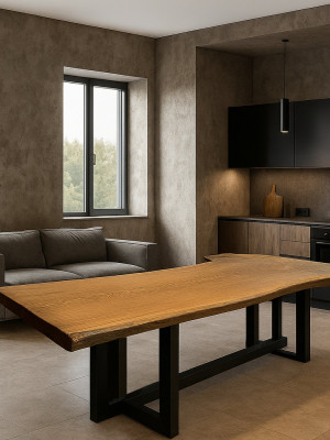 Дубовый обеденный стол 2320х750-1118х80 мм  - 2