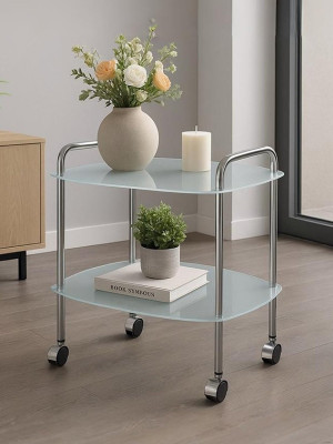 Журнальный столик на колесиках стекло 400х560х540 мм MebTech - 2