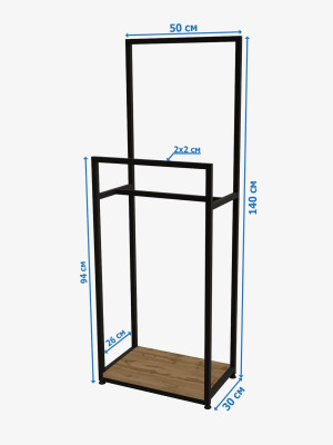 Вішалка на підлогу лофт Di Ferro ORGANIZZATTO В1400xГ300xШ500 Чорна DI FERRO - 3