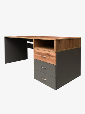 Письмовий стіл прямий 1400х750х650 Графіт на три шухляди MebTech - 4