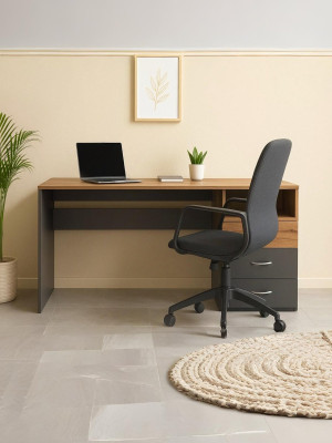 Письменный стол прямой 1400х750х650 Графит на три ящика MebTech - 2