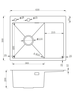 Мойка для кухни Venta Brushed 630x500 BVM6350 Сатин Venata - 6